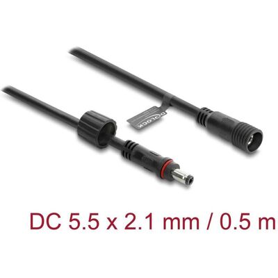 Delock, Rallonge, DC Verlängerungskabel 5,5 x 2,1 mm Stecker zu Buchse mit Schraubverschluss M12 x 1,75 mm Gewinde wa (0.50 m) - Publicité Delock, Rallonge, DC Verlängerungskabel 5,5 x 2,1 mm Stecker zu Buchse mit Schraubverschluss M12 x 1,75 mm Gewinde wa (0.50 m) - Publicité