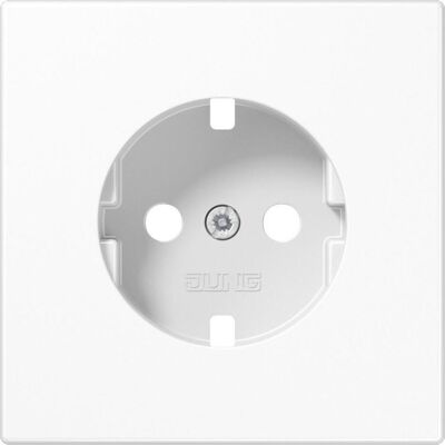 JUNG, Accessoires Gamme d'interrupteurs, Plaque centrale pour prise de courant SCHUKO - Publicité JUNG, Accessoires Gamme d'interrupteurs, Plaque centrale pour prise de courant SCHUKO - Publicité