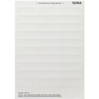 Gira 2875112 Feuilles d’étiquettes - Accessoires pour interrupteurs de surface - Publicité Gira 2875112 Feuilles d’étiquettes - Accessoires pour interrupteurs de surface - Publicité