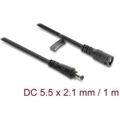 Delock, Rallonge, DC Verlängerungskabel 5,5 x 2,1 mm Stecker zu Buchse mit Bajonettverschluss 18 AWG, 1 m schwarz (1 m) - Publicité Delock, Rallonge, DC Verlängerungskabel 5,5 x 2,1 mm Stecker zu Buchse mit Bajonettverschluss 18 AWG, 1 m schwarz (1 m) - Publicité