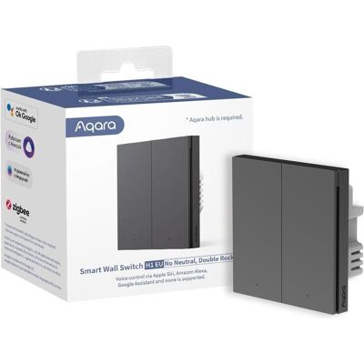 Aqara, Interrupteurs éclairage + volets électriques, AQAZWS-EUK02-G - Interrupteur mural intelligent H1 Gris Pas de Neutre, Double Bascule (Zigbee) - Publicité Aqara, Interrupteurs éclairage + volets électriques, AQAZWS-EUK02-G - Interrupteur mural intelligent H1 Gris Pas de Neutre, Double Bascule (Zigbee) - Publicité