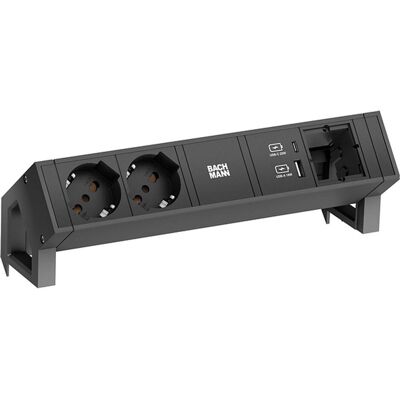 Bachmann - DESK2 2xP40 - Black - GST18 0.2m - Power strip - Publicité Bachmann - DESK2 2xP40 - Black - GST18 0.2m - Power strip - Publicité