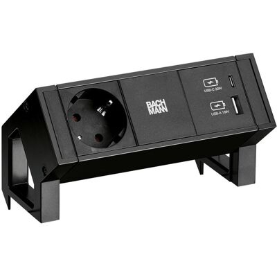 Bachmann, Multiprise, DESK 2 1x prise de courant 1x chargeur USB A/C, noir (902.9109) (2x, CEE 7/3, USB-A, USB-C) - Publicité Bachmann, Multiprise, DESK 2 1x prise de courant 1x chargeur USB A/C, noir (902.9109) (2x, CEE 7/3, USB-A, USB-C) - Publicité