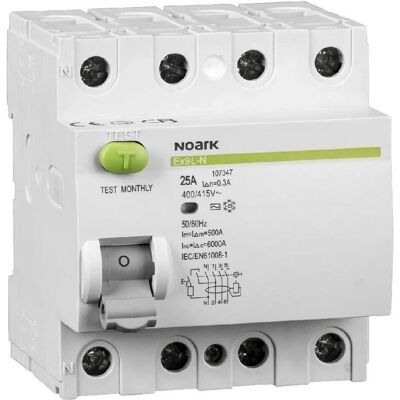 Noark Electric, Disjoncteur, FEHLERSTROMSCHUTZSCHALTER 6 KA 25A 30MA 4P TYP AC EX9L-N. Noark 108331 - Publicité Noark Electric, Disjoncteur, FEHLERSTROMSCHUTZSCHALTER 6 KA 25A 30MA 4P TYP AC EX9L-N. Noark 108331 - Publicité