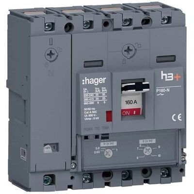 Hager HHS161DC - Disjoncteur 160A 4P 25kA - Publicité Hager HHS161DC - Disjoncteur 160A 4P 25kA - Publicité