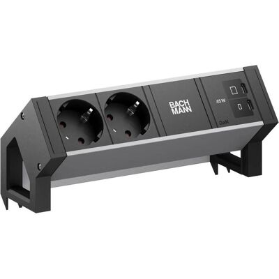 Bachmann, Multiprise, DESK2 ALU BLACK 2xCEE7/3 (2x, CEE 7/3, Type 13) - Publicité Bachmann, Multiprise, DESK2 ALU BLACK 2xCEE7/3 (2x, CEE 7/3, Type 13) - Publicité