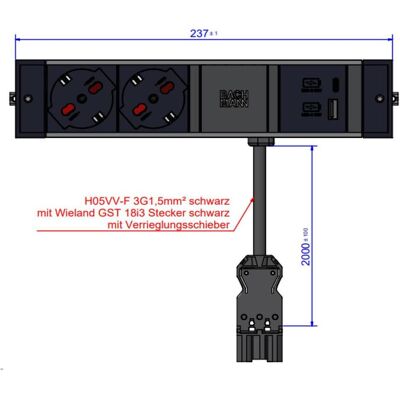 Bachmann, Multiprise, DESK RAIL 2xP40 1xUSB 941.325A&C 2.0m GST18 (2x, Type 11, 2 m) - Publicité Bachmann, Multiprise, DESK RAIL 2xP40 1xUSB 941.325A&C 2.0m GST18 (2x, Type 11, 2 m) - Publicité