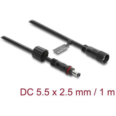 Delock, Rallonge, DC Verlängerungskabel 5,5 x 2,5 mm Stecker zu Buchse mit Schraubverschluss M12 x 1,75 mm Gewinde wa (1 m) - Publicité Delock, Rallonge, DC Verlängerungskabel 5,5 x 2,5 mm Stecker zu Buchse mit Schraubverschluss M12 x 1,75 mm Gewinde wa (1 m) - Publicité