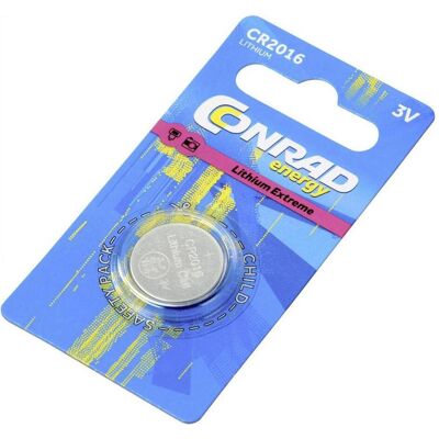 Conrad energy Pile au lithium CR2016 (1 pcs, CR2016, 80 mAh), Batteries + piles - Publicité Conrad energy Pile au lithium CR2016 (1 pcs, CR2016, 80 mAh), Batteries + piles - Publicité