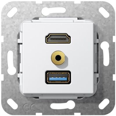 Gira, Prise de courant, HDMI USB 3.0 A M-jack K-fouet 568103 - Publicité Gira, Prise de courant, HDMI USB 3.0 A M-jack K-fouet 568103 - Publicité