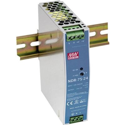 Mean Well NDR-75-24 Alimentation - Rail DIN 24V/DC 75W - Publicité Mean Well NDR-75-24 Alimentation - Rail DIN 24V/DC 75W - Publicité