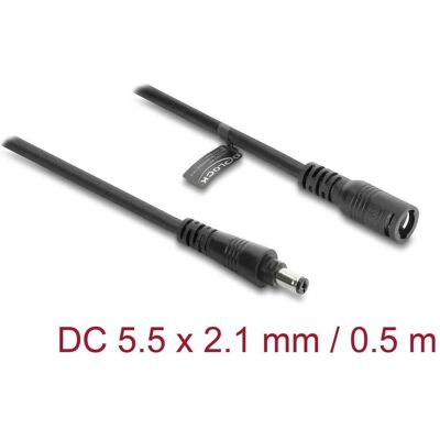 Delock, Rallonge, DC Verlängerungskabel 5,5 x 2,1 mm Stecker zu Buchse mit Bajonettverschluss 18 AWG, 0,5 m schwarz (0.50 m) - Publicité Delock, Rallonge, DC Verlängerungskabel 5,5 x 2,1 mm Stecker zu Buchse mit Bajonettverschluss 18 AWG, 0,5 m schwarz (0.50 m) - Publicité
