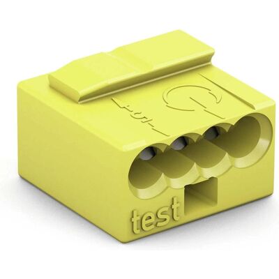 Wago, Connecteur pour câble, Borne à fiche Micro-Wago quadruple jaune - Publicité Wago, Connecteur pour câble, Borne à fiche Micro-Wago quadruple jaune - Publicité