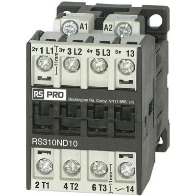 RS PRO Contacteur de puissance Bobine 24 V, 3 400 V / 10 A 4 kW, Relai - Publicité RS PRO Contacteur de puissance Bobine 24 V, 3 400 V / 10 A 4 kW, Relai - Publicité