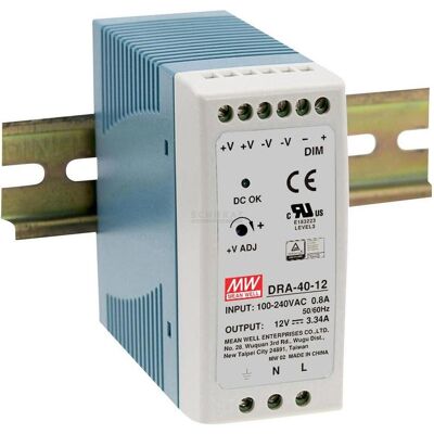 MeanWell, Distributeur de courant mobile, MEAN WELL DRA-40-24, 90 - 264 V, 40 W, 24 V, RoHS, 40 mm, 100 mm - Publicité MeanWell, Distributeur de courant mobile, MEAN WELL DRA-40-24, 90 - 264 V, 40 W, 24 V, RoHS, 40 mm, 100 mm - Publicité