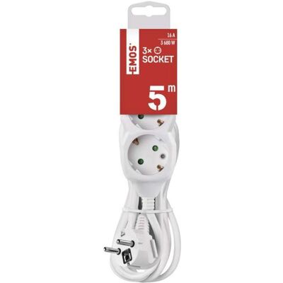 Emos, Rallonge, Przedłużacz 3 gniazd 5.0m z uziemieniem (biały) 1.5mm (5 m, CEE 7/4) - Publicité Emos, Rallonge, Przedłużacz 3 gniazd 5.0m z uziemieniem (biały) 1.5mm (5 m, CEE 7/4) - Publicité