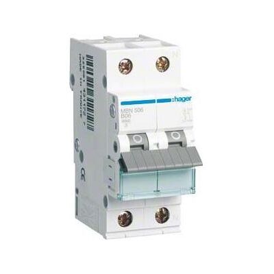 Hager MBN506 - Interrupteur différentiel - 6A, Caractéristique B, IP20, Rail DIN - Publicité Hager MBN506 - Interrupteur différentiel - 6A, Caractéristique B, IP20, Rail DIN - Publicité