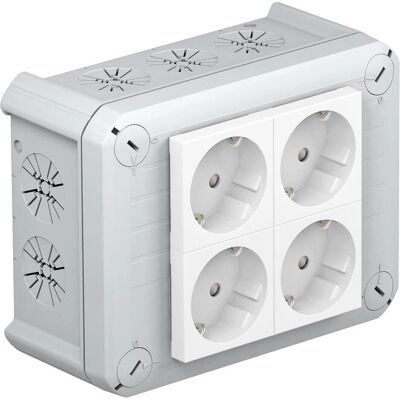 OBO Bettermann - T 100 4MSD WS - Boîte de dérivation avec 4 prises Schuko - Publicité OBO Bettermann - T 100 4MSD WS - Boîte de dérivation avec 4 prises Schuko - Publicité
