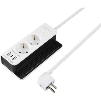Sygonix - SY-6118232 - 2x prises secteur - Power strip - Publicité Sygonix - SY-6118232 - 2x prises secteur - Power strip - Publicité