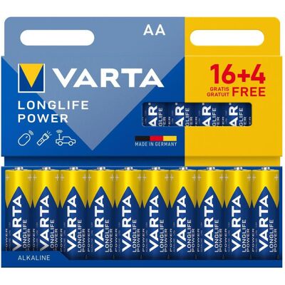Varta Longlife Power AA Pack 20 (16+4) (20 pcs, AA, 2960 mAh), Batteries + piles - Publicité Varta Longlife Power AA Pack 20 (16+4) (20 pcs, AA, 2960 mAh), Batteries + piles - Publicité