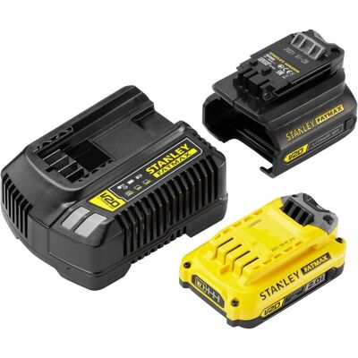 Stanley Batterie outillage + chargeur, V20 / 18Li adaptateur Starter Kit (18 V) - Publicité Stanley Batterie outillage + chargeur, V20 / 18Li adaptateur Starter Kit (18 V) - Publicité