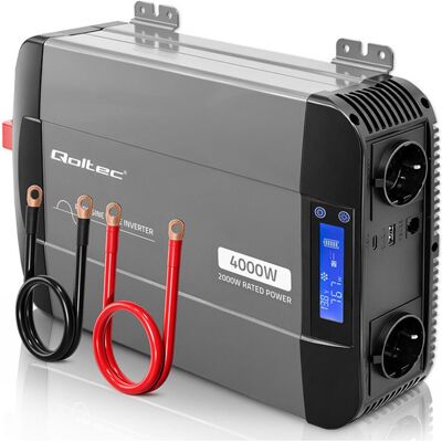 Qoltec, Convertisseur de tension, Pure Sine Wave 12V na 230V 2000/4000W - Publicité Qoltec, Convertisseur de tension, Pure Sine Wave 12V na 230V 2000/4000W - Publicité