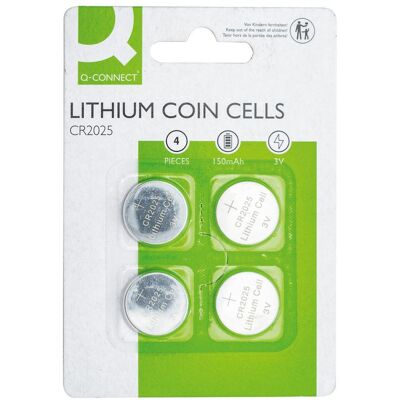 Q-Connect Piles boutons au lithium (4 pcs, CR2025, 150 mAh), Batteries + piles - Publicité Q-Connect Piles boutons au lithium (4 pcs, CR2025, 150 mAh), Batteries + piles - Publicité