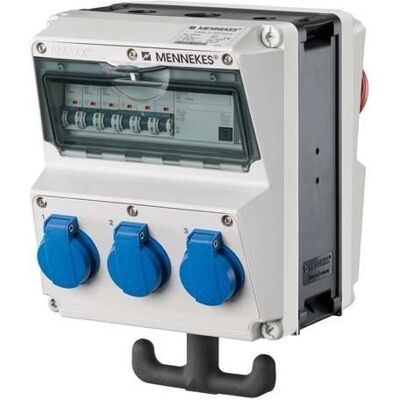 Mennekes, Distributeur de chantier, MEN 970005 Combinaison de prises AMAXX, boîtier 260x225 mm (hxl) gris électrique (3x, CEE 16/5, CEE 32/5, CEE 7/3) - Publicité Mennekes, Distributeur de chantier, MEN 970005 Combinaison de prises AMAXX, boîtier 260x225 mm (hxl) gris électrique (3x, CEE 16/5, CEE 32/5, CEE 7/3) - Publicité