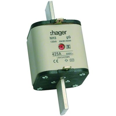 Hager, Fusible, HAG LNH3425MK Fusible NH3 425A 500V gG S-frei MKen (425 A) - Publicité Hager, Fusible, HAG LNH3425MK Fusible NH3 425A 500V gG S-frei MKen (425 A) - Publicité