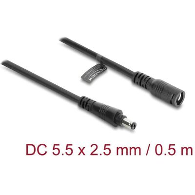 Delock, Rallonge, DC Verlängerungskabel 5,5 x 2,5 mm Stecker zu Buchse mit Bajonettverschluss 18 AWG, 0,5 m schwarz (0.50 m) - Publicité Delock, Rallonge, DC Verlängerungskabel 5,5 x 2,5 mm Stecker zu Buchse mit Bajonettverschluss 18 AWG, 0,5 m schwarz (0.50 m) - Publicité