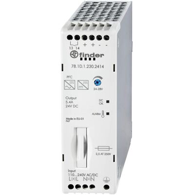 Alimentation industrielle FINDER - 78.1D.1.230.2414 - 130W, 24V DC, 110-240V AC/DC - Publicité Alimentation industrielle FINDER - 78.1D.1.230.2414 - 130W, 24V DC, 110-240V AC/DC - Publicité