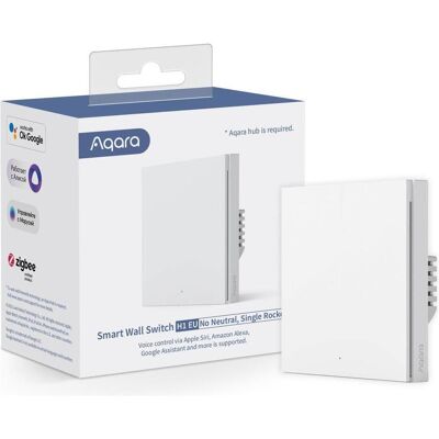 Aqara, Interrupteurs éclairage + volets électriques, AQAZWS-EUK01 - Interrupteur mural intelligent H1 White No Neutral, Single Rocker (Zigbee) - Publicité Aqara, Interrupteurs éclairage + volets électriques, AQAZWS-EUK01 - Interrupteur mural intelligent H1 White No Neutral, Single Rocker (Zigbee) - Publicité