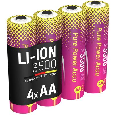Ansmann Piles rechargeables au lithium de haute qualité de taille AA (4 pcs, AA, 3500 mAh), Batteries + piles - Publicité Ansmann Piles rechargeables au lithium de haute qualité de taille AA (4 pcs, AA, 3500 mAh), Batteries + piles - Publicité