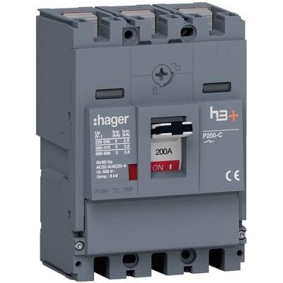 Hager HCT200AR - Disjoncteur 3 pôles - 200A - Publicité Hager HCT200AR - Disjoncteur 3 pôles - 200A - Publicité