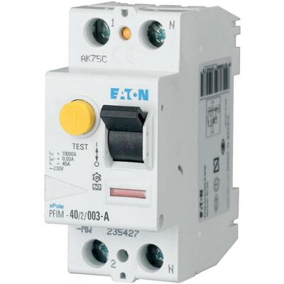 Eaton PFIM-25/2/003-110 - Disjoncteur différentiel 25A, 2p, 30mA, Type AC - Publicité Eaton PFIM-25/2/003-110 - Disjoncteur différentiel 25A, 2p, 30mA, Type AC - Publicité