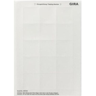 Gira 287000 - Feuilles d'Étiquettes - Transparent - Publicité Gira 287000 - Feuilles d'Étiquettes - Transparent - Publicité