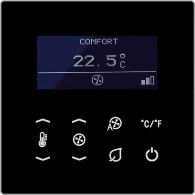 Jung TRDLS923028SW - Thermostat - Noir - Supporte 3 Niveaux de Ventilation - Publicité Jung TRDLS923028SW - Thermostat - Noir - Supporte 3 Niveaux de Ventilation - Publicité