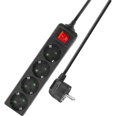 ACT, Multiprise, Cordon d'alimentation avec interrupteur illuminé, 4 prises, 2 m, noir (4x, CEE 7/4, CEE 7/7, Type 23, 2 m) - Publicité ACT, Multiprise, Cordon d'alimentation avec interrupteur illuminé, 4 prises, 2 m, noir (4x, CEE 7/4, CEE 7/7, Type 23, 2 m) - Publicité