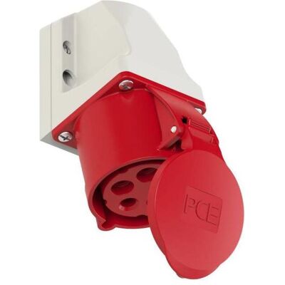 Prise industrielle femelle rouge PCE - 32A, 400V, IP44 - Publicité Prise industrielle femelle rouge PCE - 32A, 400V, IP44 - Publicité