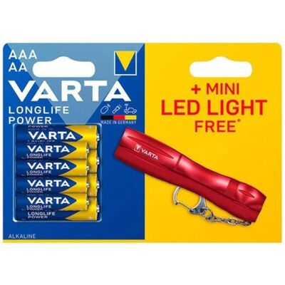 Varta Longlife Power LR03/LR06 + mini lampe de poche LED (8 pcs, AA, AAA), Batteries + piles - Publicité Varta Longlife Power LR03/LR06 + mini lampe de poche LED (8 pcs, AA, AAA), Batteries + piles - Publicité