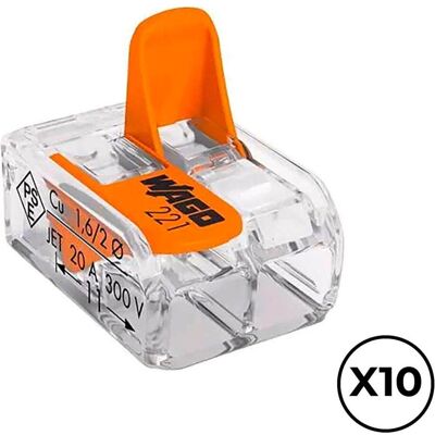 Wago, Connecteur pour câble, Schnellverbinder 13,2 x 18,6 x 8,4 mm 4 mm 450 V Anschlüsse x 2 (10 Stück) - Publicité Wago, Connecteur pour câble, Schnellverbinder 13,2 x 18,6 x 8,4 mm 4 mm 450 V Anschlüsse x 2 (10 Stück) - Publicité