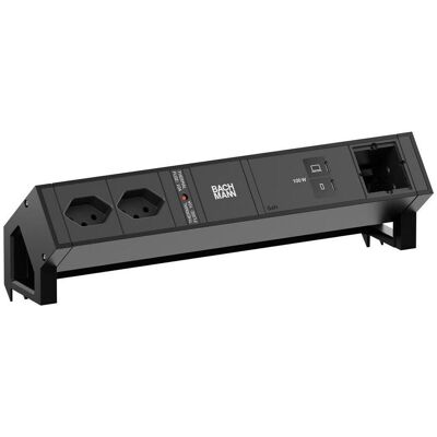 Bachmann, Multiprise, DESK2 2xCH 90° 1xUSB C/C 100W 1xCM 0,2m RAL9005 (2x, Type 13, USB-C) - Publicité Bachmann, Multiprise, DESK2 2xCH 90° 1xUSB C/C 100W 1xCM 0,2m RAL9005 (2x, Type 13, USB-C) - Publicité