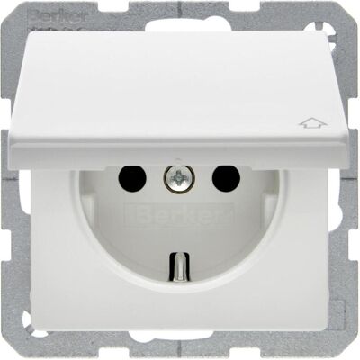 Berker, Prise de courant, Prise SCHUKO m 47516079 Couvercle rabattable Q1 blanc polaire, velours - Publicité Berker, Prise de courant, Prise SCHUKO m 47516079 Couvercle rabattable Q1 blanc polaire, velours - Publicité