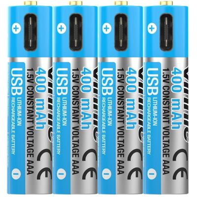 Vinnic Pile rechargeable AAA USB-C (4 pcs, AAA, 400 mAh), Batteries + piles - Publicité Vinnic Pile rechargeable AAA USB-C (4 pcs, AAA, 400 mAh), Batteries + piles - Publicité