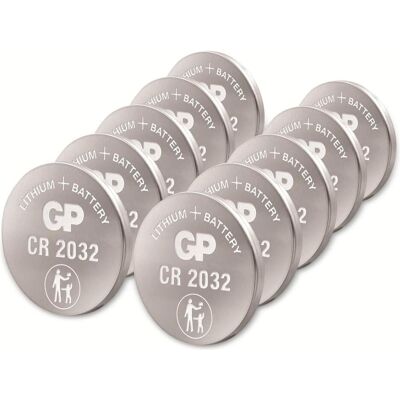 GP Batteries Pile bouton lithium CR2032, 10pcs. (10 pcs, CR2032, 220 mAh), Batteries + piles - Publicité GP Batteries Pile bouton lithium CR2032, 10pcs. (10 pcs, CR2032, 220 mAh), Batteries + piles - Publicité