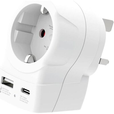 Skross, Adaptateur de voyage, Länderstecker Europe to UK USB AC20PD weiss - Publicité Skross, Adaptateur de voyage, Länderstecker Europe to UK USB AC20PD weiss - Publicité