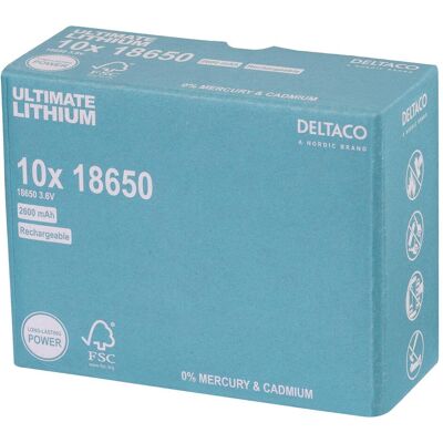 Deltaco ULTB-18650-10P (1 pcs, 18650, 2600 mAh), Batteries + piles - Publicité Deltaco ULTB-18650-10P (1 pcs, 18650, 2600 mAh), Batteries + piles - Publicité