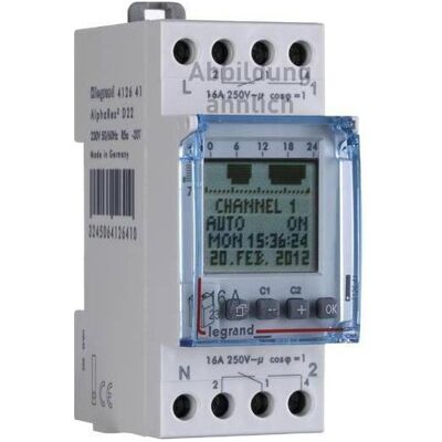 Legrand AlphaRex 24V Minuterie Hebdomadaire - Commutateur Numérique Programmable 2 Canaux - Publicité Legrand AlphaRex 24V Minuterie Hebdomadaire - Commutateur Numérique Programmable 2 Canaux - Publicité