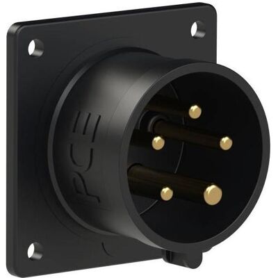 PCE, Prise + connecteur, 615-7f7 Connecteur pour accessoires droit 16A 5p 7h IP44 (bride 75x75 - entraxe des trous 60x60) - Publicité PCE, Prise + connecteur, 615-7f7 Connecteur pour accessoires droit 16A 5p 7h IP44 (bride 75x75 - entraxe des trous 60x60) - Publicité