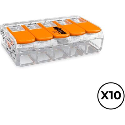 Wago, Connecteur pour câble, Schnellverbinder 30 x 18,6 x 8,4 mm 4 mm 450 V 5 Verbindungen (10 Stück) - Publicité Wago, Connecteur pour câble, Schnellverbinder 30 x 18,6 x 8,4 mm 4 mm 450 V 5 Verbindungen (10 Stück) - Publicité